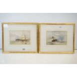 Two 19th century Maritime Watercolours being Steamer Ship at Sea, 16cm x 24cm and Sailing Ship