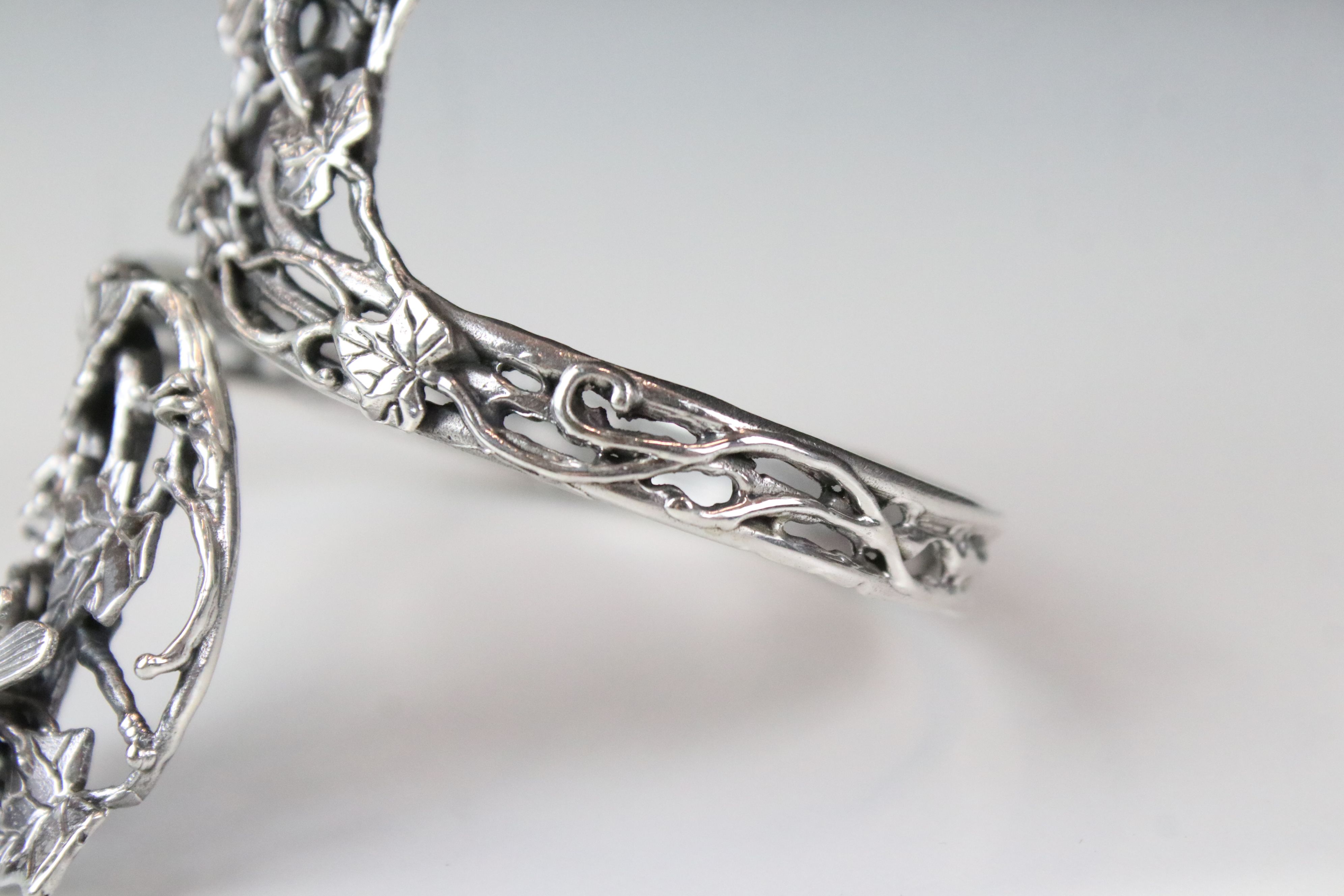 A silver art nouveau style cuff bangle. - Image 3 of 4