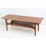 Mid century Retro Teak Coffee Table with under-shelf, 106cm long x 40cm high