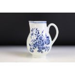 First Period Worcester - 18th Century porcelain sparrow beak jug having blue underglazed print