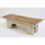 Painted elm foot stool, 64cm long x 19cm high