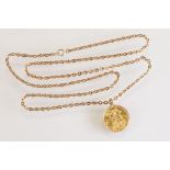 Full sovereign coin pendant necklace, George V, 1925, 9ct gold mount and chain, length of chain