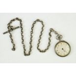 Vintage Celsa silver open faced pocket watch having engine turned detailing to the case (marked