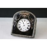 Plated goliath pocket watch with Edwardian tortoiseshell silver easel back case, the arched case