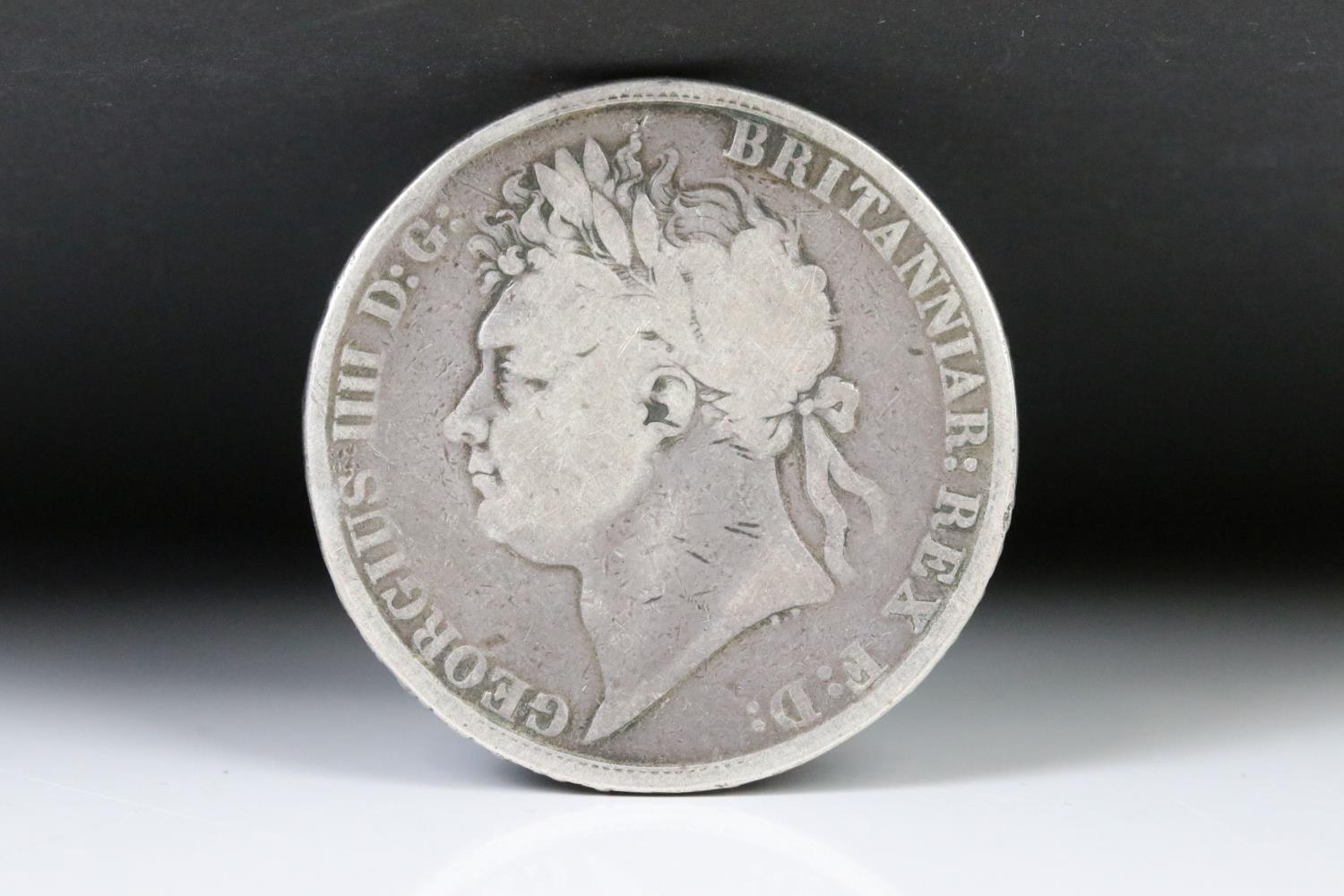 A collection of three British pre decimal silver full crown coins to include 1821, 1887 and 1889 - Image 7 of 7