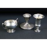 George V silver twin-handled pedestal bowl of plain polished form, Birmingham 1919 - Charles