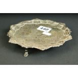 George II silver hallmarked salver tray. The Georgian tray having a moulded rim with fanned