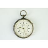 19th century silver key wind centre seconds chronograph pocket watch with stopwatch function,