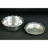 20th Century 800 silver dish having moulded rims and engraved initials (marked 800) together with an