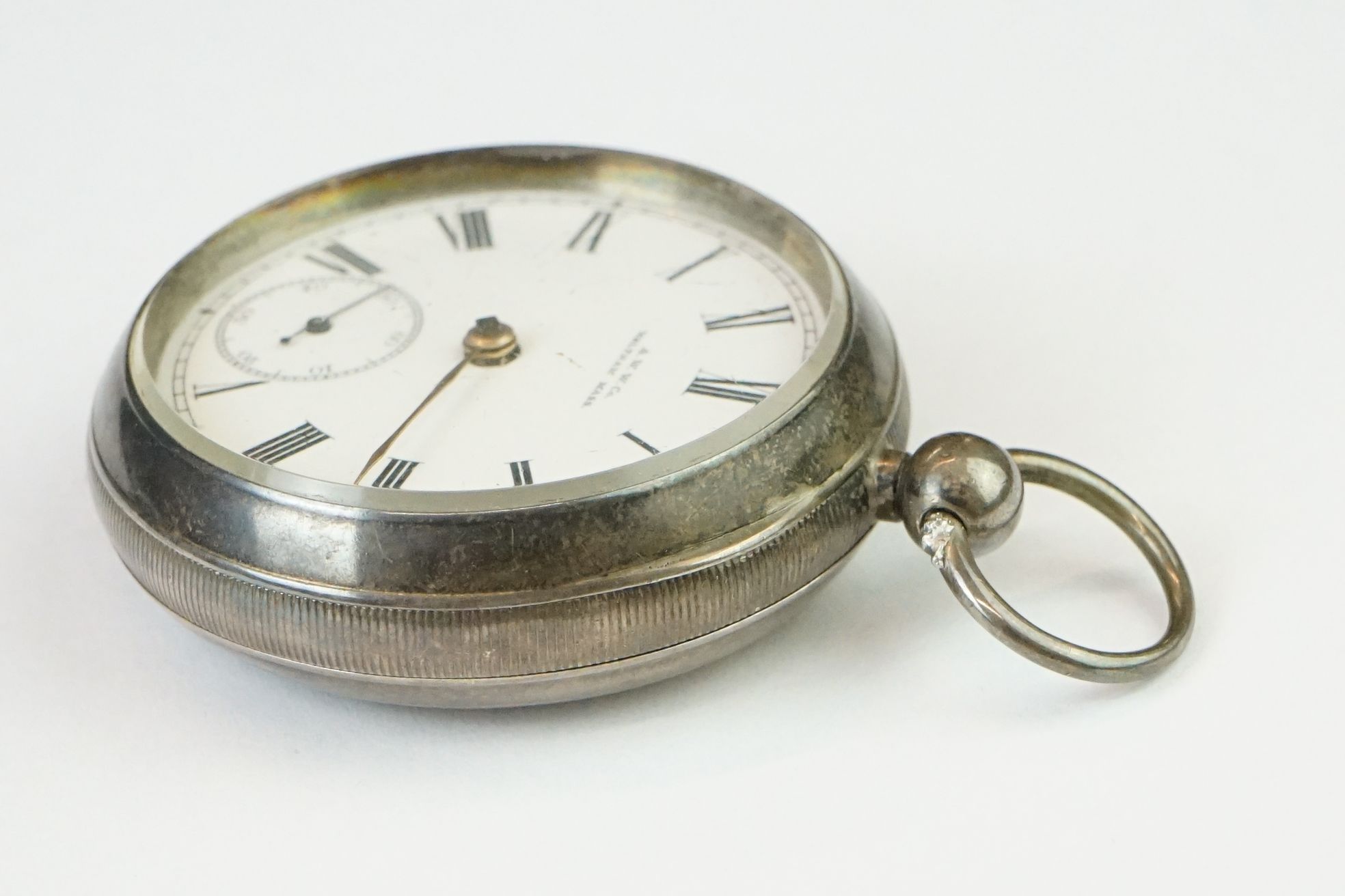 Waltham Watch Company - A late Victorian silver open faced key-wind pocket watch, white enamel dial, - Image 3 of 7