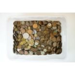 A large collection of mainly British pre decimal coins to include silver examples including florins,