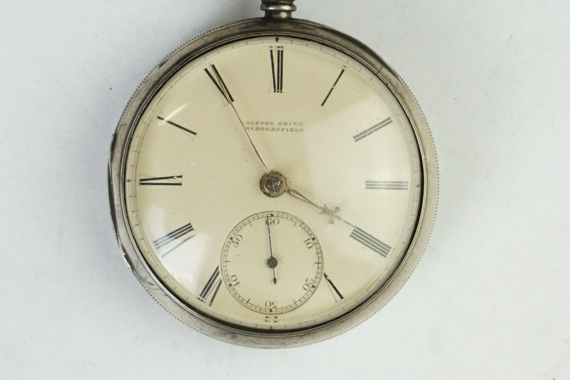 Victorian silver open face key wind pocket watch, Alfred Smith of Huddersfield, cream enamel dial - Image 2 of 7