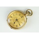 18ct yellow gold open face top wind small pocket watch, the movement engraved W Benson, no. 1055691,