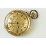 Early 20th Century 14ct gold open face pocket watch. The watch having roman numerals to the