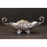 Parkin Silversmiths Ltd twin-handled silver bon bon dish of boat form, with floral garlands,