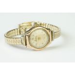 Accurist 9ct gold ladies wristwatch, replacement gold plated strap
