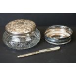 Vintage sterling silver wine coaster with rope twist detailing (marked sterling 925) together with a