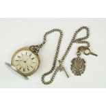 Silver full hunter key wind pocket watch, the white dial marked 'Prize Medals International