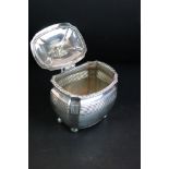 Victorian silver hallmarked lidded sugar bowl. The bowl having a hinged top with ebonised wooden