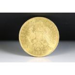 A Austria 1892 Franz Joseph I, 8 Florins / 20 Franc gold coin.