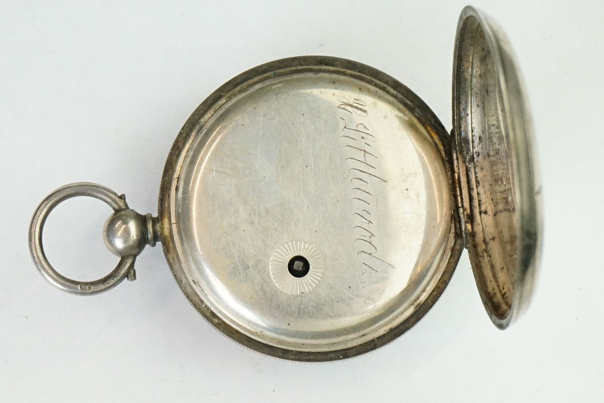 Victorian silver open face key wind pocket watch, Alfred Smith of Huddersfield, cream enamel dial - Image 6 of 7