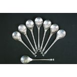 Set of eight Peter Jackson designed fruit spoons with various cast Dickensian Christmas designs to