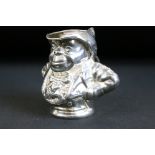 Edwardian novelty silver Leprechaun character jug. The jug having moulded details including