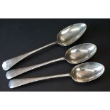 Pair of George V Old English Pattern silver tablespoons, engraved initials to handles, London 1921 -