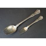 George IV large silver serving fork, Kings pattern, the terminal engraved with the 89th Regiment