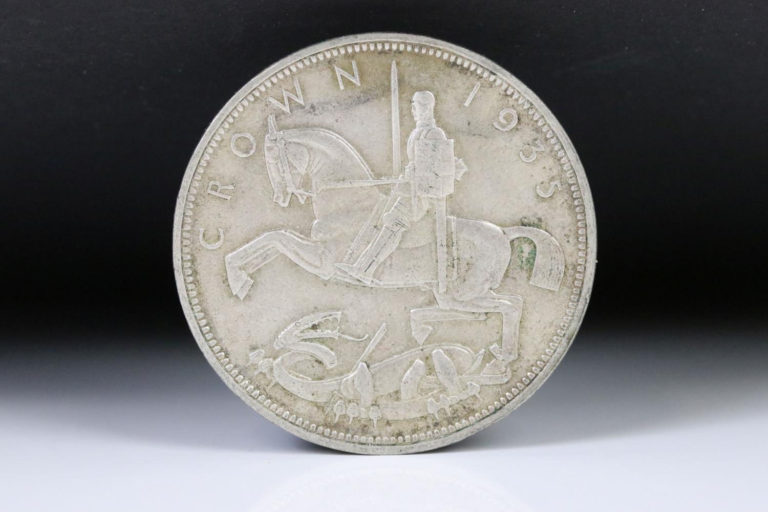 A collection of four British King George V 1935 pre decimal silver full crown coins. - Image 7 of 8