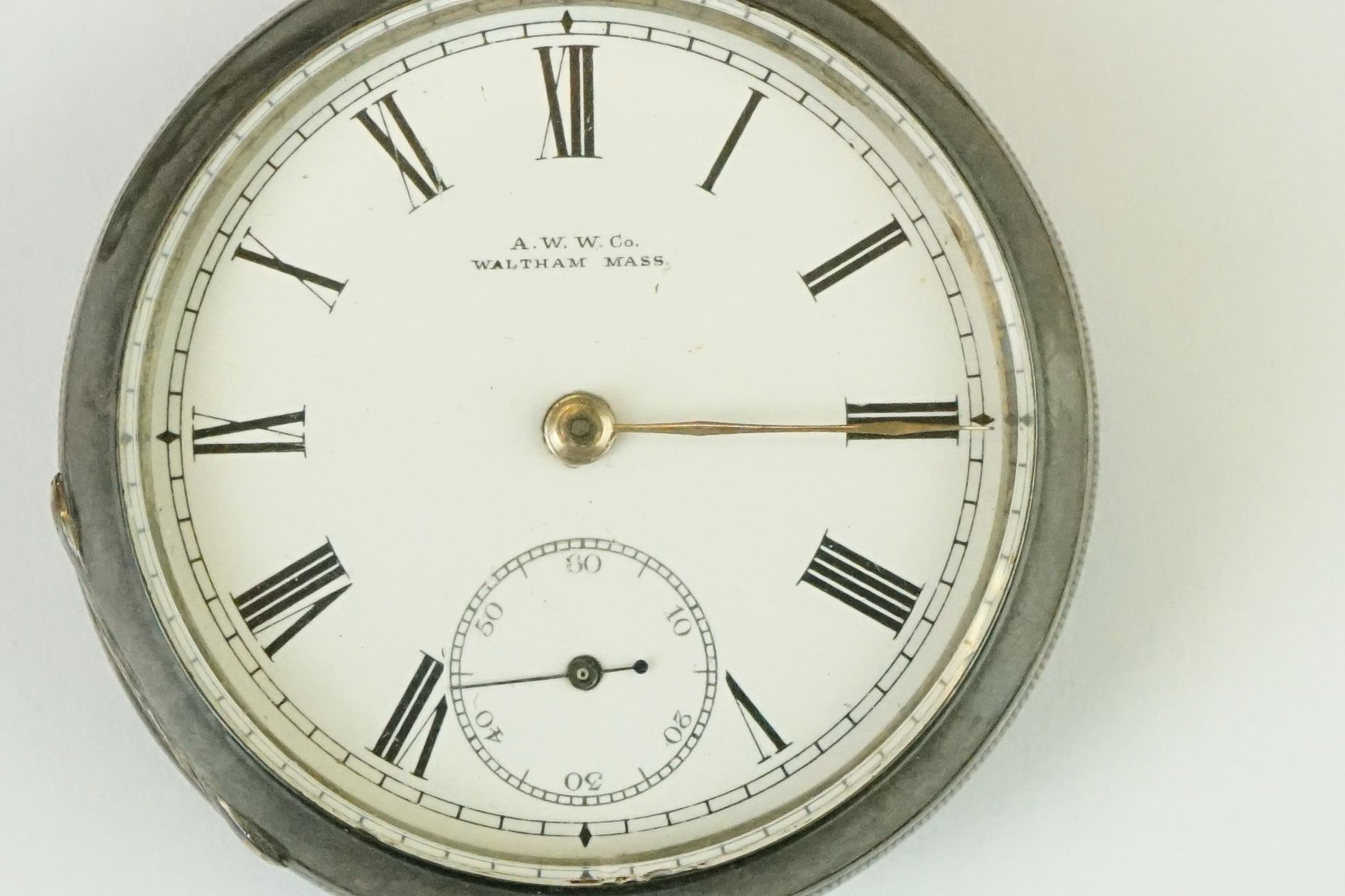 Waltham Watch Company - A late Victorian silver open faced key-wind pocket watch, white enamel dial, - Image 2 of 7