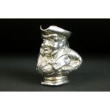 Edwardian silver hallmarked character Toby jug. The jug having moulded details with handle to the
