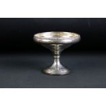 Mid Century silver hallmarked footed bowl of tapering form having a foliate moulded rim.