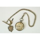 Victorian silver small open face key wind pocket watch, silvered dial with gilt Roman numerals,