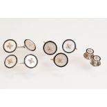 Diamond, mother-of-pearl and enamelled platinum and 9ct white gold dress studs, dress buttons and