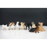 Eight Beswick porcelain dog figures to include Laughing Yorkshire Terrier (2102), German Shephard,