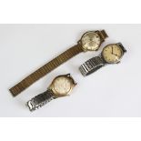 A small collection of three vintage gents mechanical watches to include Geneva and Longines