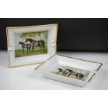 Hermes, Paris - A pair of porcelain ashtrays, of rectangular form, decorated with with horse &