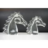 Two Murano glass horse head ornaments, signed to bases, tallest approx 19.5cm high (showing