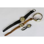 A small collection of four gents and ladies wristwatches to include a 9ct gold cased gents Timor