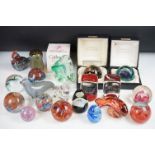 Collection of 20 glass paperweights to include 12 x Caithness (No. 637 Tropicana (boxed),