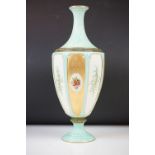 Early 20th Century Royal Worcester pedestal vase with painted enamel panels depicting fruit and