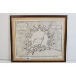 18th century James Basire 1730/1802, an engraved map of the Belgian town in Brabant inscribed, taken