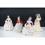 3 Royal Doulton figures - HN3303 Tender Moments, HN3360 Katie, HN3369 Hannah; with a Royal Worcester