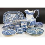 Spode & Copeland Spode Italian Pattern - Five teacups, 9 saucers, water jug, large jug vase (