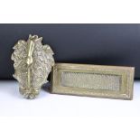 Brass Door letter box together with Brass Hand Door Knocker