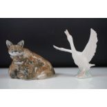 Royal Copenhagen porcelain model of a Vixen with cubs, no. 1788 (approx 10.5cm high, chip to ear);