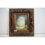 Study of a cat, oil on board, indistinctly signed lower right, 24 x 19cm, framed