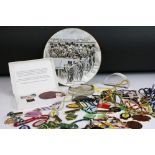 A collection of horse racing collectables to include a good quantity of racecourse badges and two