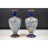 Pair of Royal Doulton Chine ware vases, pattern no. x3927, of footed shouldered ovoid form with